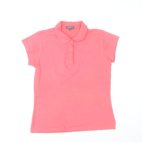 Lyle & Scott Women’s Coral Pink Polo Shirt Size L Cotton Blend