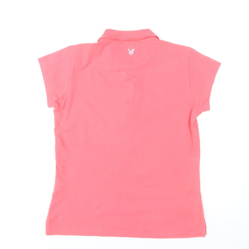 Lyle & Scott Women’s Coral Pink Polo Shirt Size L Cotton Blend