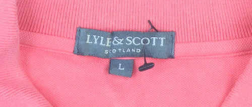 Lyle & Scott Women’s Coral Pink Polo Shirt Size L Cotton Blend