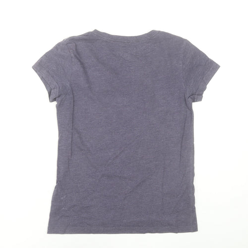 Jack Wills Womens Purple Floral Cotton Blend Crew Neck T-Shirt Size 8