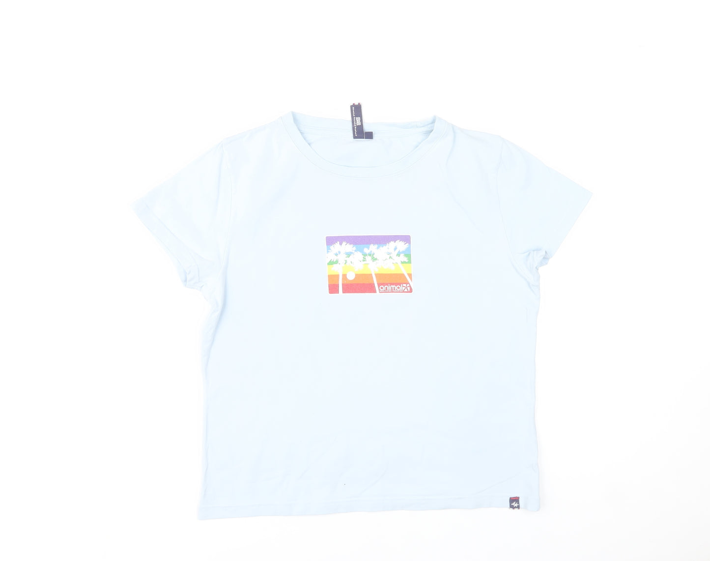 Animal Womens Blue Graphic Print Cotton T-Shirt Size 16