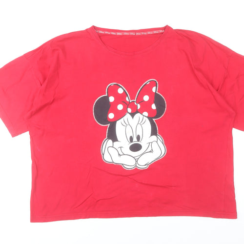 George Women’s Red Minnie Mouse Disney T-Shirt Pyjama Top Size 20-22