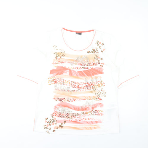 Barbara Lebek Womens Multicoloured Viscose Stretch T-Shirt Size 14R