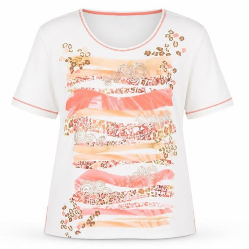 Barbara Lebek Womens Multicoloured Viscose Stretch T-Shirt Size 14R