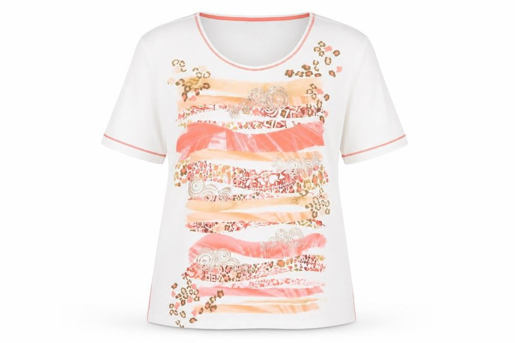 Barbara Lebek Womens Multicoloured Viscose Stretch T-Shirt Size 14R