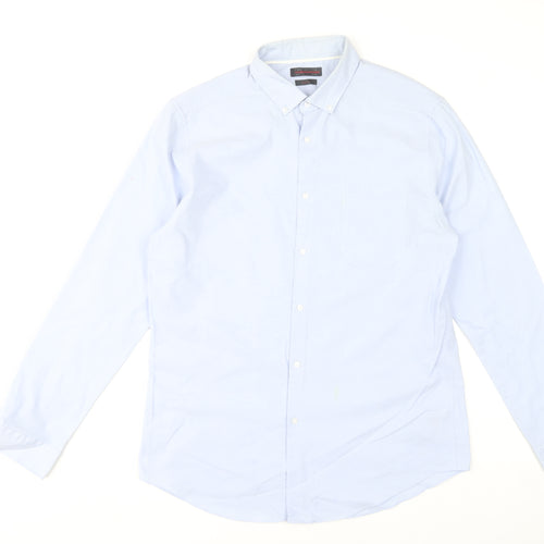 Red Herring Men Blue Slim Fit Long Sleeve Dress Shirt 16.5in Collar 42cm