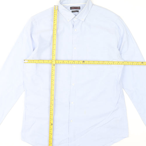 Red Herring Men Blue Slim Fit Long Sleeve Dress Shirt 16.5in Collar 42cm