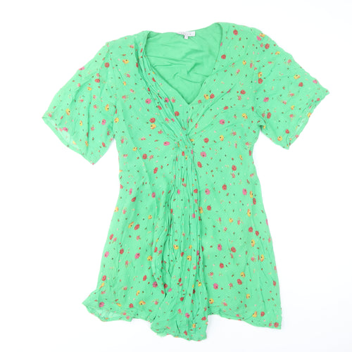 Studio by Preen Women's Green Floral Short Sleeve A-Line Dress Size 12