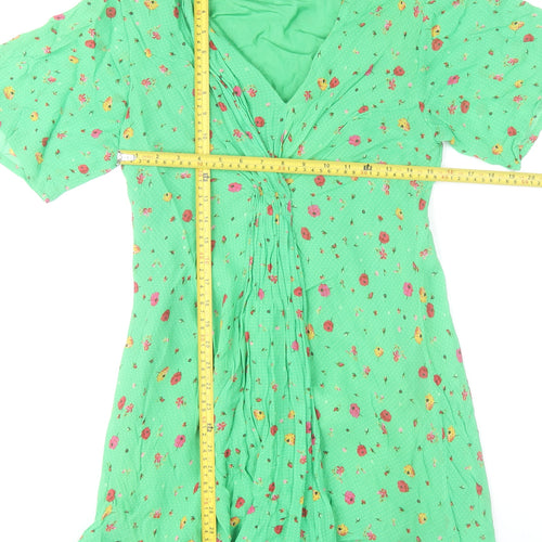 Studio by Preen Women's Green Floral Short Sleeve A-Line Dress Size 12