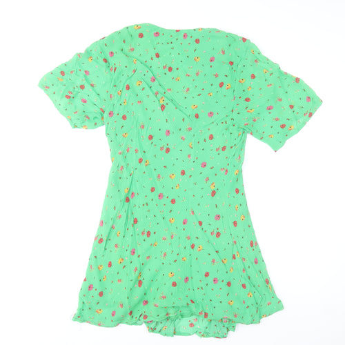 Studio by Preen Women's Green Floral Short Sleeve A-Line Dress Size 12
