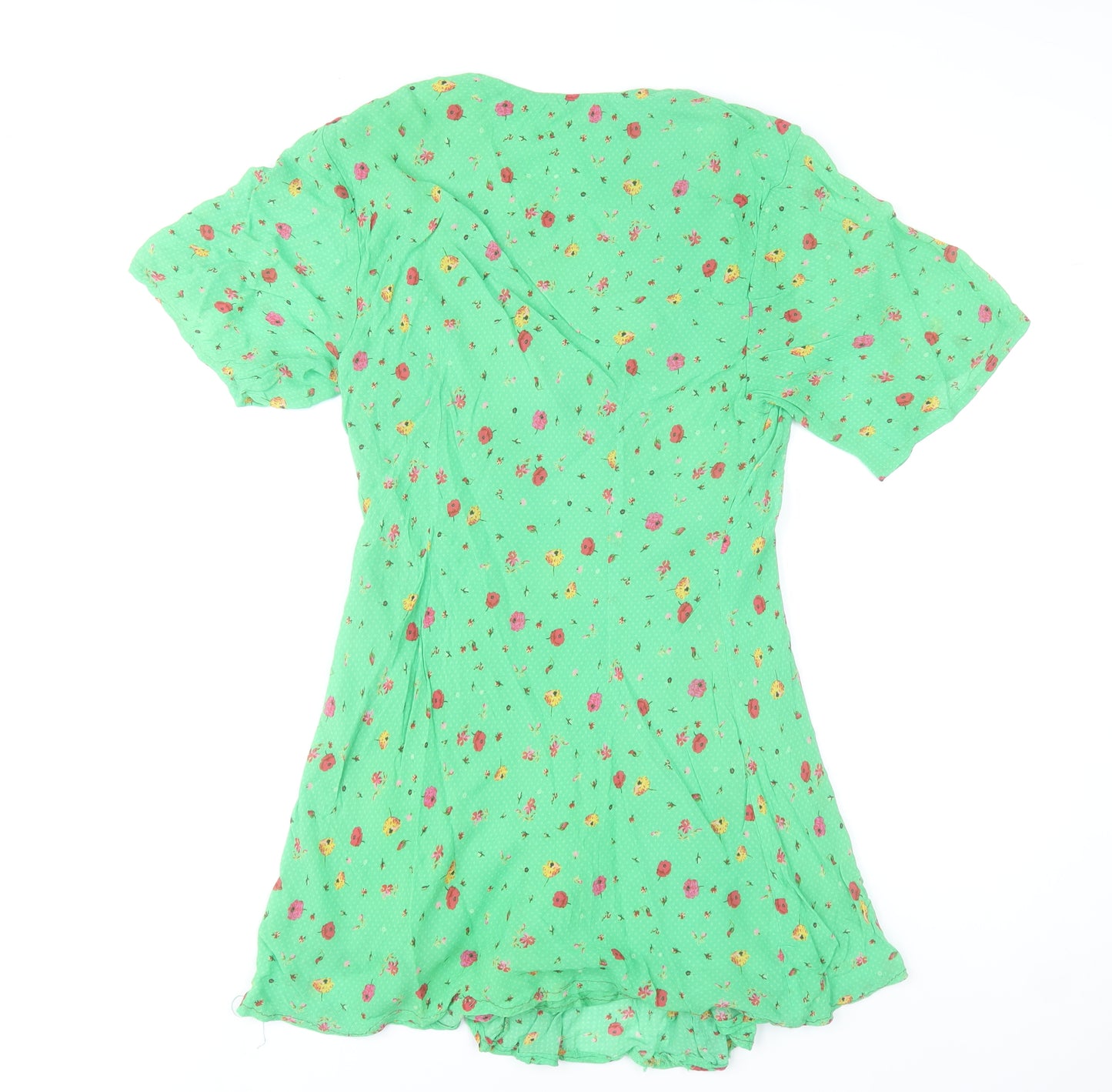 Studio by Preen Women's Green Floral Short Sleeve A-Line Dress Size 12