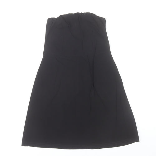 PrettyLittleThing Women's Black Strapless A-Line Knee Length Dress Size 8