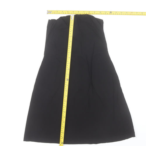 PrettyLittleThing Women's Black Strapless A-Line Knee Length Dress Size 8