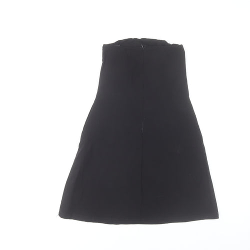 PrettyLittleThing Women's Black Strapless A-Line Knee Length Dress Size 8