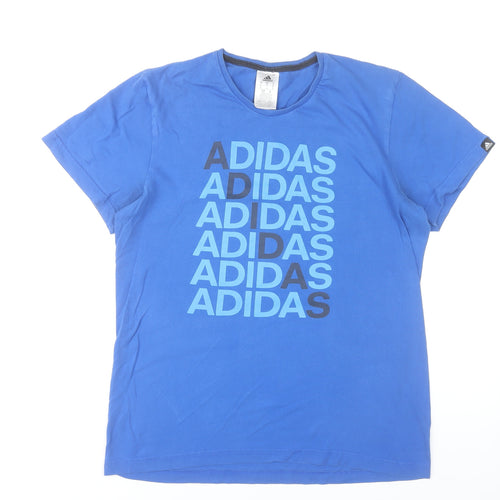 Adidas Men's Blue Small Graphic Logo Sports T-Shirt