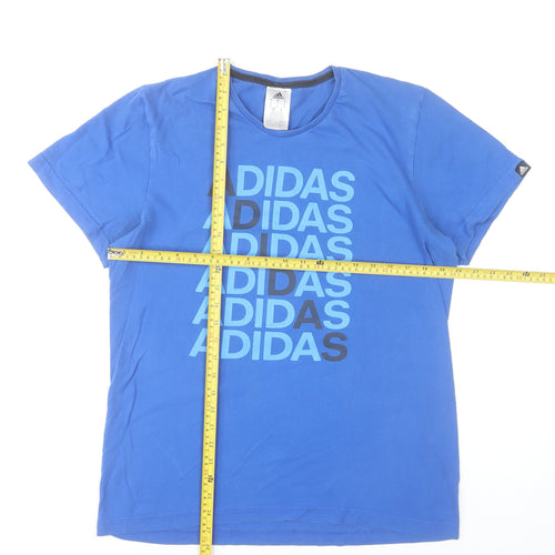 Adidas Men's Blue Small Graphic Logo Sports T-Shirt