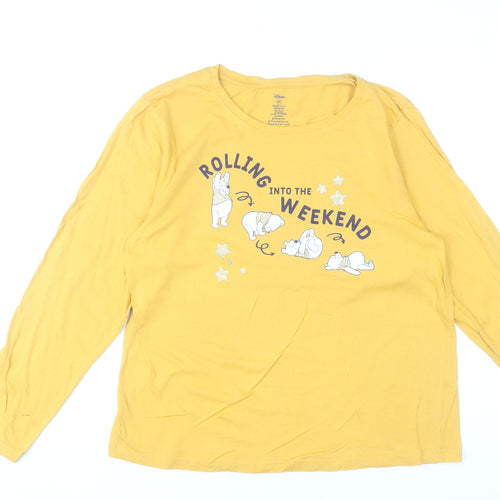 Disney Winnie the Pooh Yellow Women’s Long Sleeve Pyjama Top Size 12-14
