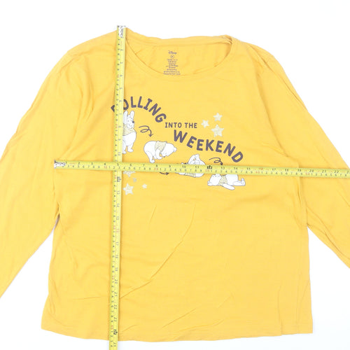 Disney Winnie the Pooh Yellow Women’s Long Sleeve Pyjama Top Size 12-14