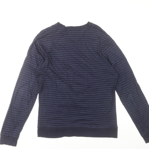 Original Penguin by Munsingwear Men's Navy Striped V-Neck Long Sleeve T-Shirt M
