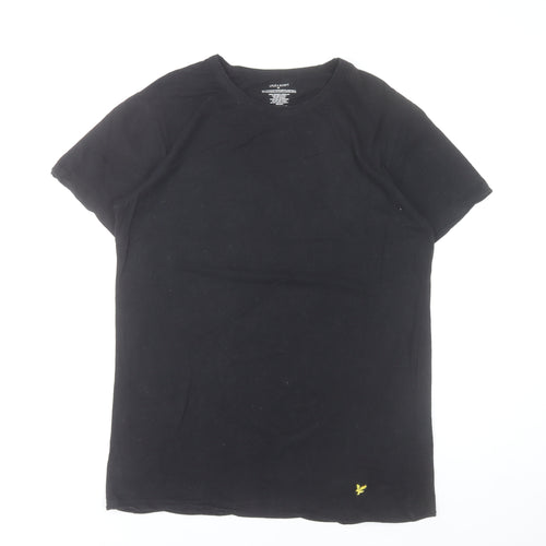 Lyle & Scott Men's Black M Regular Fit Cotton T-Shirt with Logo