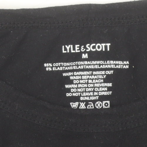 Lyle & Scott Men's Black M Regular Fit Cotton T-Shirt with Logo