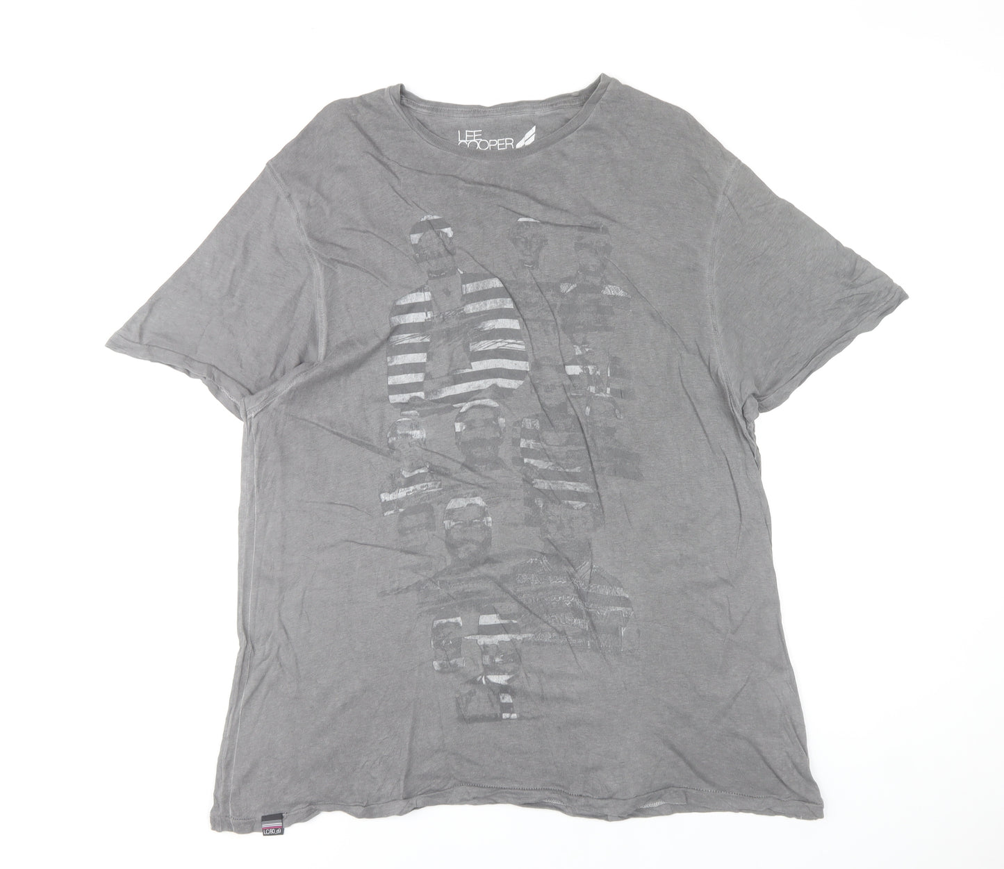 Lee Cooper Unisex Adults Grey 2XL Basic Cotton Crew Neck T-Shirt