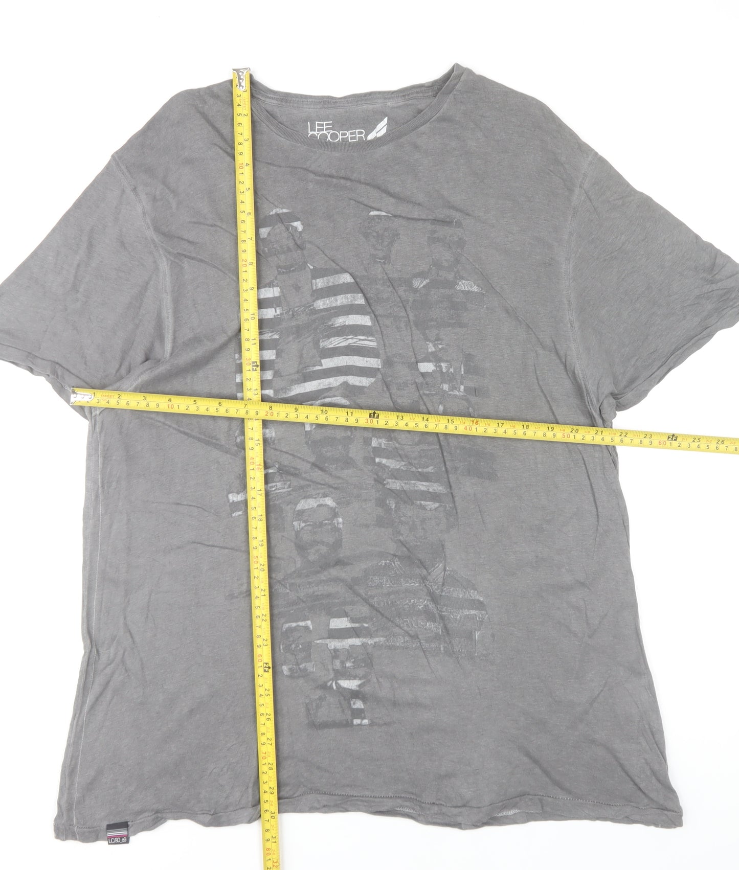 Lee Cooper Unisex Adults Grey 2XL Basic Cotton Crew Neck T-Shirt
