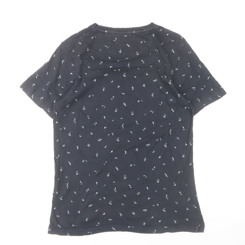Farah Men's Navy Blue Small Graphic Print Crew Neck Cotton T-Shirt