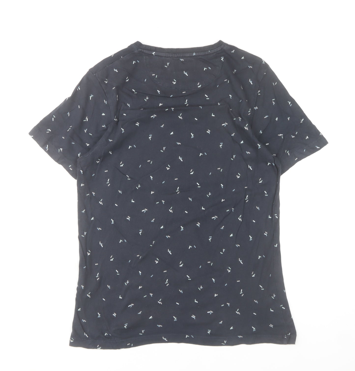 Farah Men's Navy Blue Small Graphic Print Crew Neck Cotton T-Shirt
