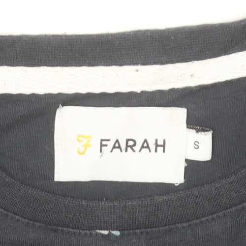 Farah Men's Navy Blue Small Graphic Print Crew Neck Cotton T-Shirt