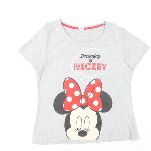 Disney Women’s Grey Minnie Mouse Pyjama Top T-Shirt L