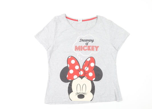 Disney Women’s Grey Minnie Mouse Pyjama Top T-Shirt L