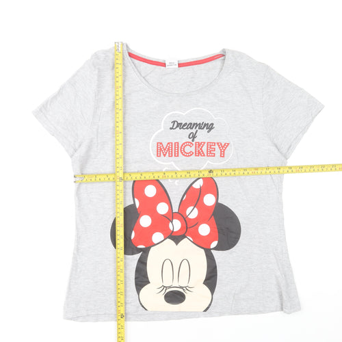 Disney Women’s Grey Minnie Mouse Pyjama Top T-Shirt L