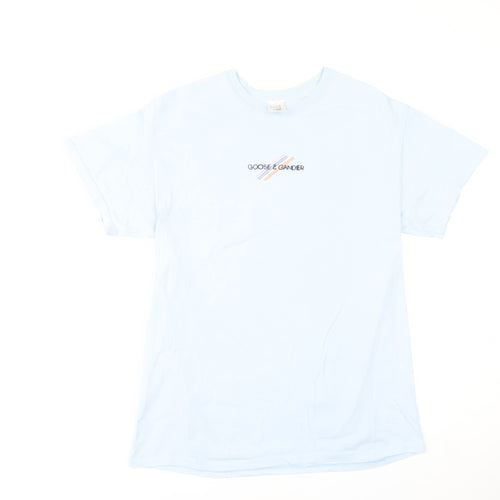 Goose & Gander Women Blue Basic Cotton Crew Neck T-Shirt M