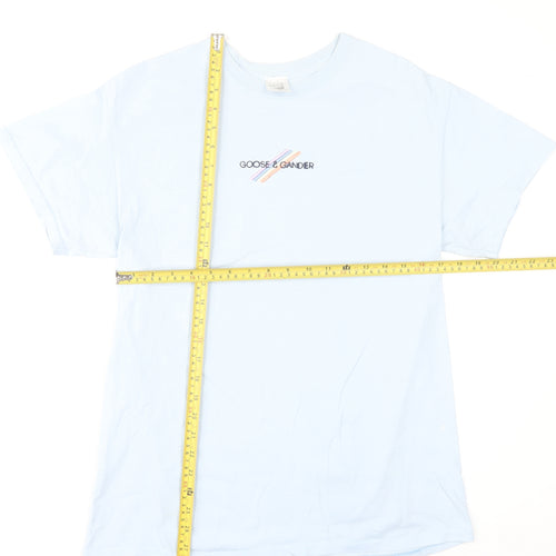 Goose & Gander Women Blue Basic Cotton Crew Neck T-Shirt M