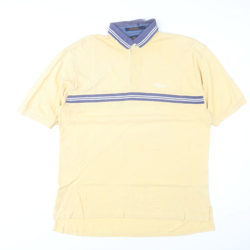 Tommy Hilfiger Men's Beige Striped Cotton Polo Shirt Size L