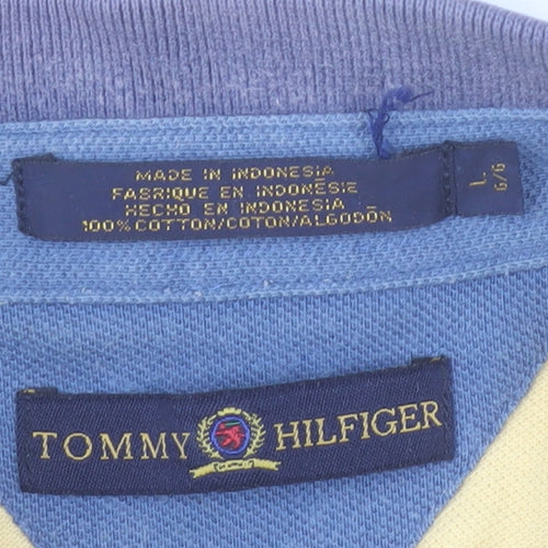 Tommy Hilfiger Men's Beige Striped Cotton Polo Shirt Size L