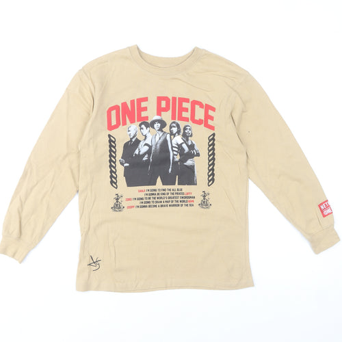 Zara Boys Beige One Piece Long Sleeve Graphic T-Shirt 8-9 Years