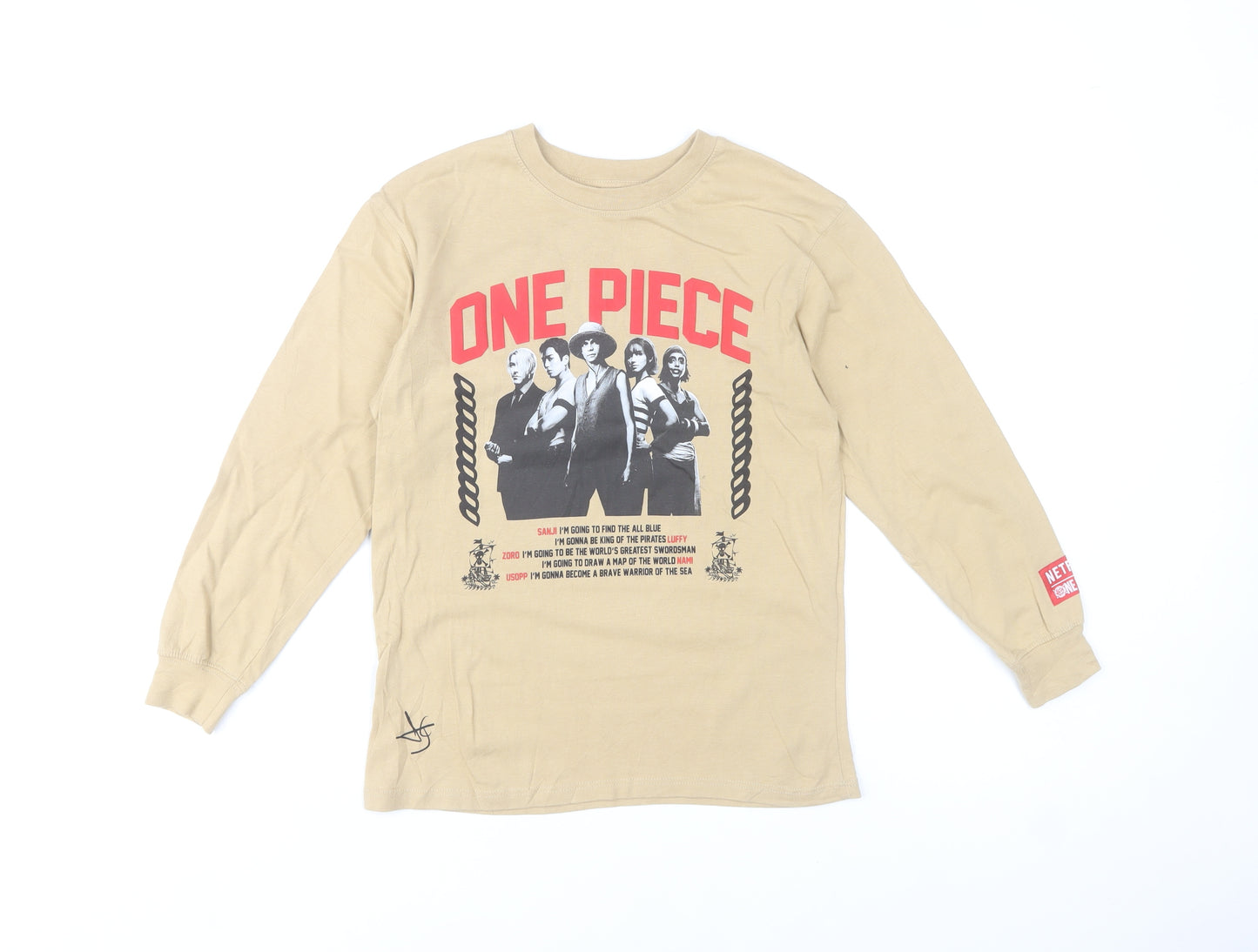 Zara Boys Beige One Piece Long Sleeve Graphic T-Shirt 8-9 Years