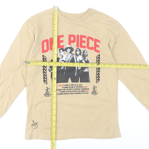 Zara Boys Beige One Piece Long Sleeve Graphic T-Shirt 8-9 Years
