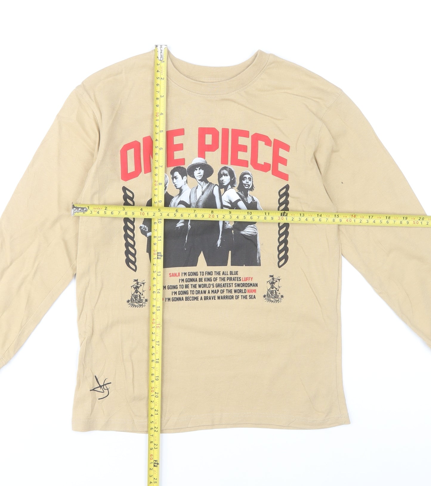 Zara Boys Beige One Piece Long Sleeve Graphic T-Shirt 8-9 Years