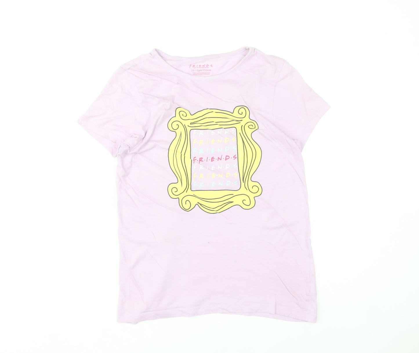 Friends Girls Pink T-Shirt 11-12 Years Graphic Print Short Sleeve Top