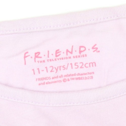 Friends Girls Pink T-Shirt 11-12 Years Graphic Print Short Sleeve Top