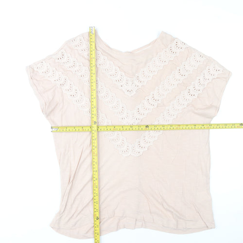 Wrap London Women’s Beige Cotton Modal Crochet Button Tunic Blouse UK 12