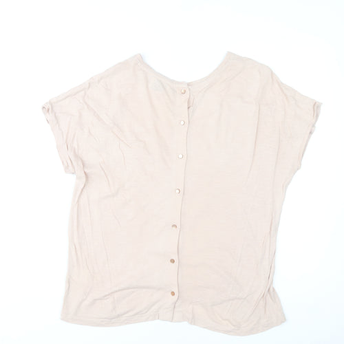 Wrap London Women’s Beige Cotton Modal Crochet Button Tunic Blouse UK 12