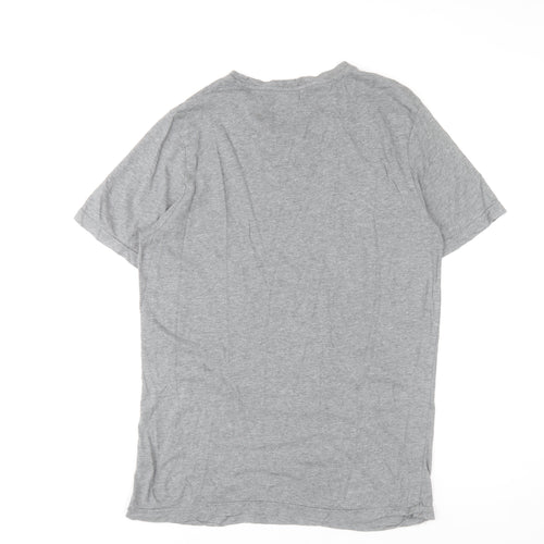 Puma Men Grey Regular Fit Cotton Short Sleeve Crew Neck Graphic T-Shirt Size L