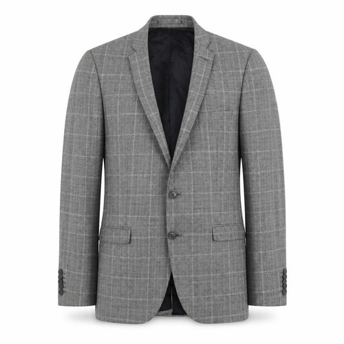 Ben Sherman Men’s Grey Check Wool Blazer 38L Single Breasted Jacket