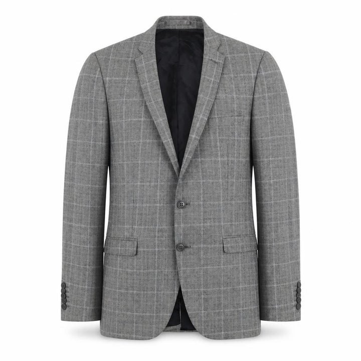 Ben Sherman Men’s Grey Check Wool Blazer 38L Single Breasted Jacket