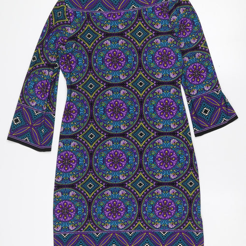 Wallis Petite Women’s Multicoloured Geometric Jersey Shift Dress Size 8