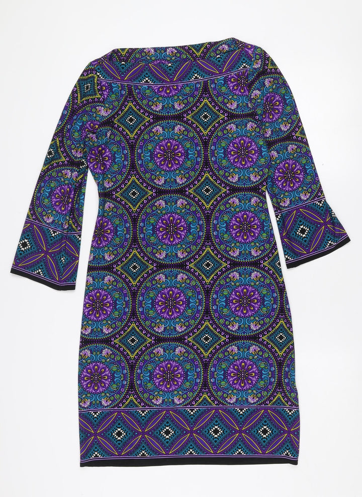 Wallis Petite Women’s Multicoloured Geometric Jersey Shift Dress Size 8